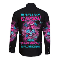 My Give A F Is Broken Long Sleeve Button Shirt - Wonder Print Shop