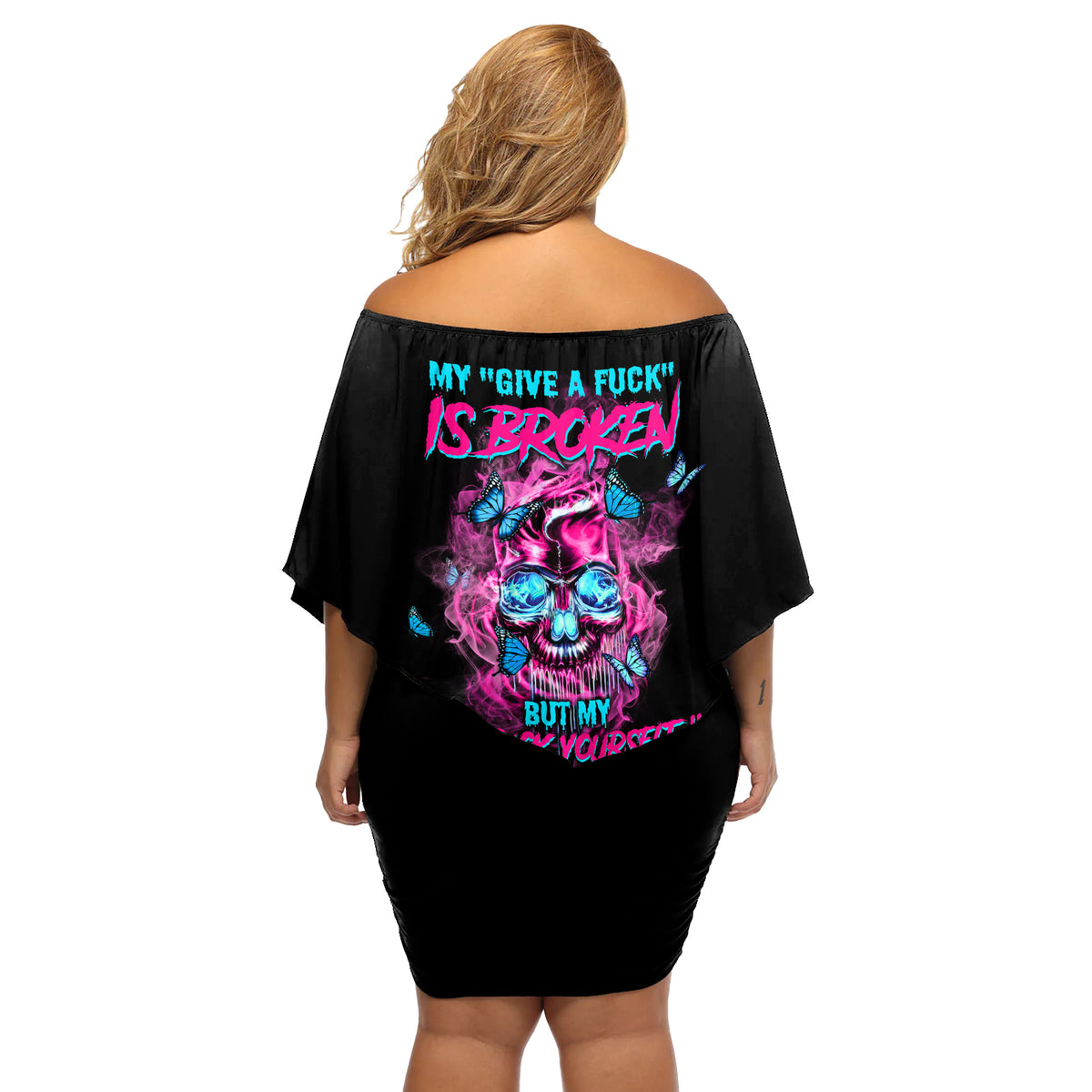 My Give A F Is Broken Off Shoulder Short Dress - Wonder Print Shop