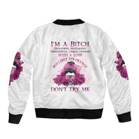 I'm A B Don't Try Me Rose Messy Bun Bomber Jacket - Wonder Print Shop