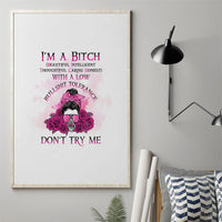 I'm A B Don't Try Me Rose Messy Bun Canvas Wall Art - Wonder Print Shop