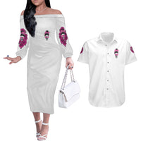 I'm A B Don't Try Me Rose Messy Bun Couples Matching Off The Shoulder Long Sleeve Dress and Hawaiian Shirt - Wonder Print Shop