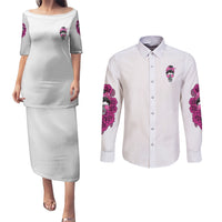 I'm A B Don't Try Me Rose Messy Bun Couples Matching Puletasi Dress and Long Sleeve Button Shirt - Wonder Print Shop