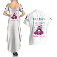 I'm A B Don't Try Me Rose Messy Bun Couples Matching Summer Maxi Dress and Hawaiian Shirt - Wonder Print Shop