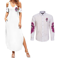 I'm A B Don't Try Me Rose Messy Bun Couples Matching Summer Maxi Dress and Long Sleeve Button Shirt - Wonder Print Shop
