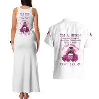 I'm A B Don't Try Me Rose Messy Bun Couples Matching Tank Maxi Dress and Hawaiian Shirt - Wonder Print Shop