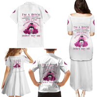I'm A B Don't Try Me Rose Messy Bun Family Matching Puletasi Dress and Hawaiian Shirt - Wonder Print Shop