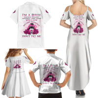 I'm A B Don't Try Me Rose Messy Bun Family Matching Summer Maxi Dress and Hawaiian Shirt - Wonder Print Shop