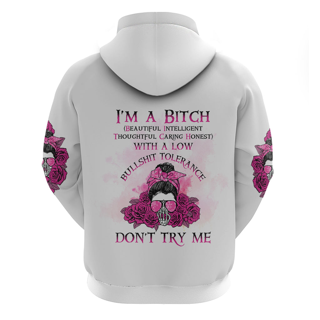 I'm A B Don't Try Me Rose Messy Bun Hoodie - Wonder Print Shop