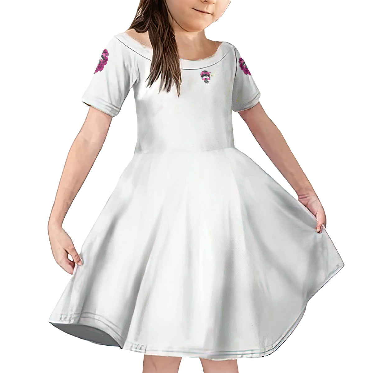 I'm A B Don't Try Me Rose Messy Bun Kid Short Sleeve Dress - Wonder Print Shop