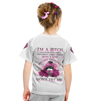 I'm A B Don't Try Me Rose Messy Bun Kid T Shirt - Wonder Print Shop