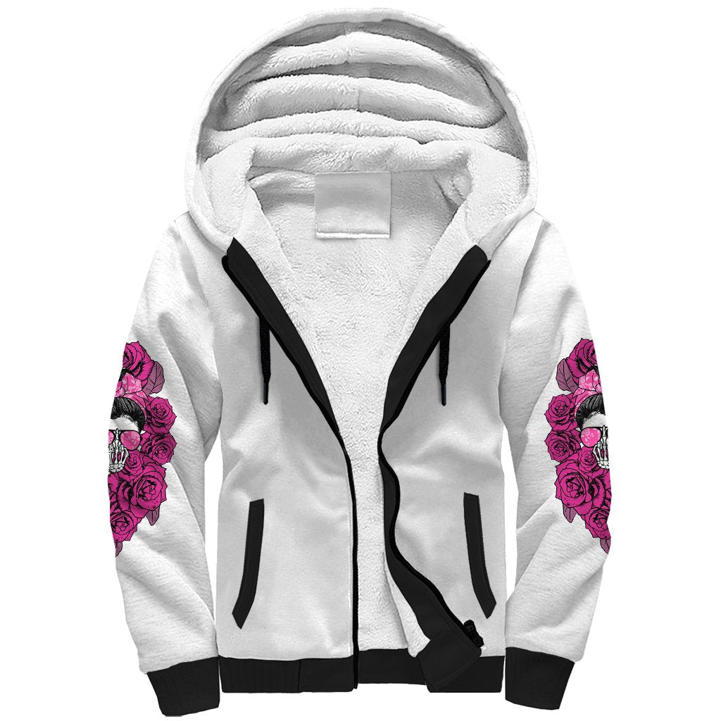 I'm A B Don't Try Me Rose Messy Bun Sherpa Hoodie - Wonder Print Shop
