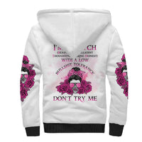 I'm A B Don't Try Me Rose Messy Bun Sherpa Hoodie - Wonder Print Shop