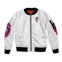 I'm A B Don't Try Me Rose Messy Bun Sleeve Zip Bomber Jacket - Wonder Print Shop