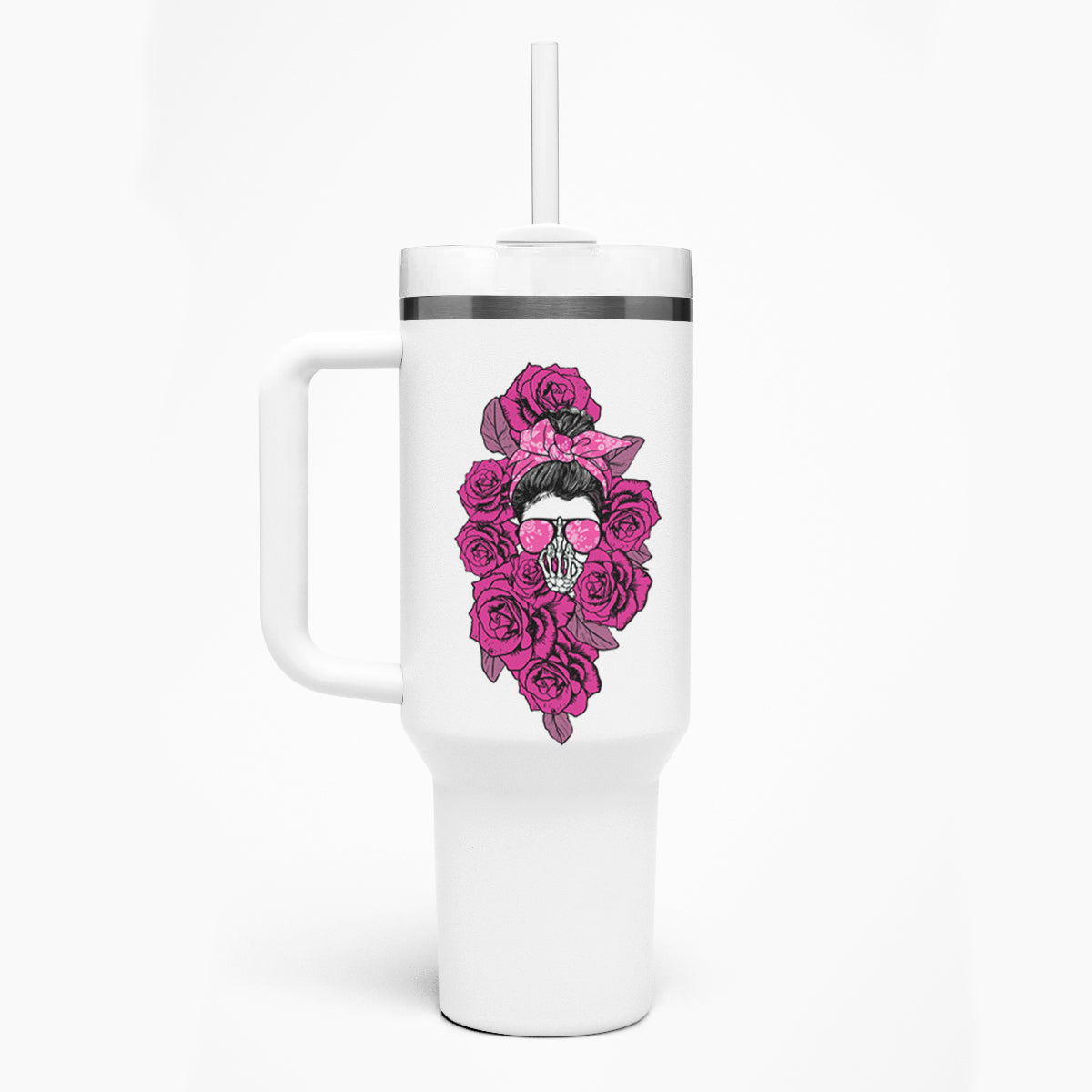 I'm A B Don't Try Me Rose Messy Bun Tumbler With Handle - Wonder Print Shop