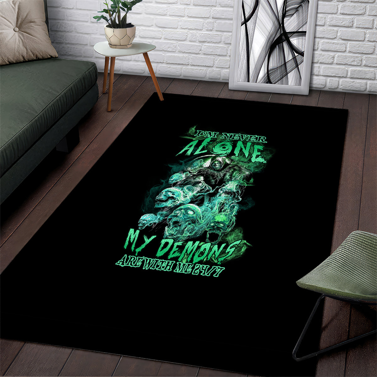 I'm Never Alone Skull Reaper Area Rug - Wonder Print Shop