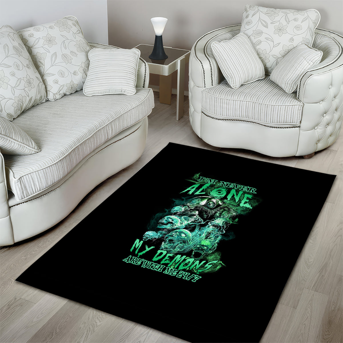 I'm Never Alone Skull Reaper Area Rug - Wonder Print Shop