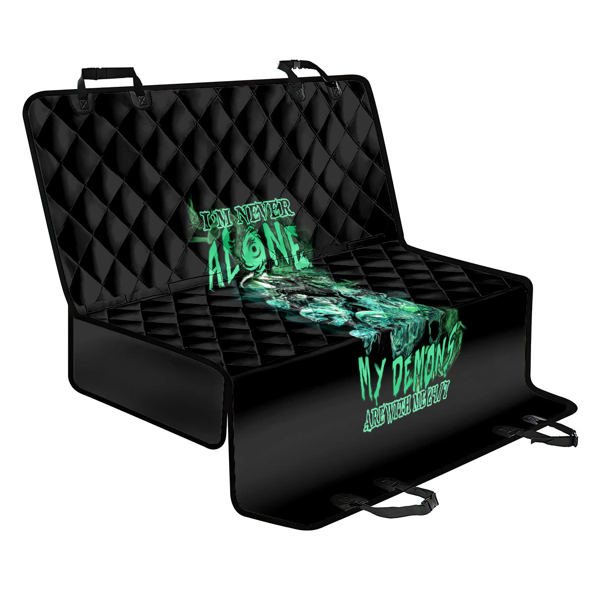 I'm Never Alone Skull Reaper Back Car Seat Cover - Wonder Print Shop