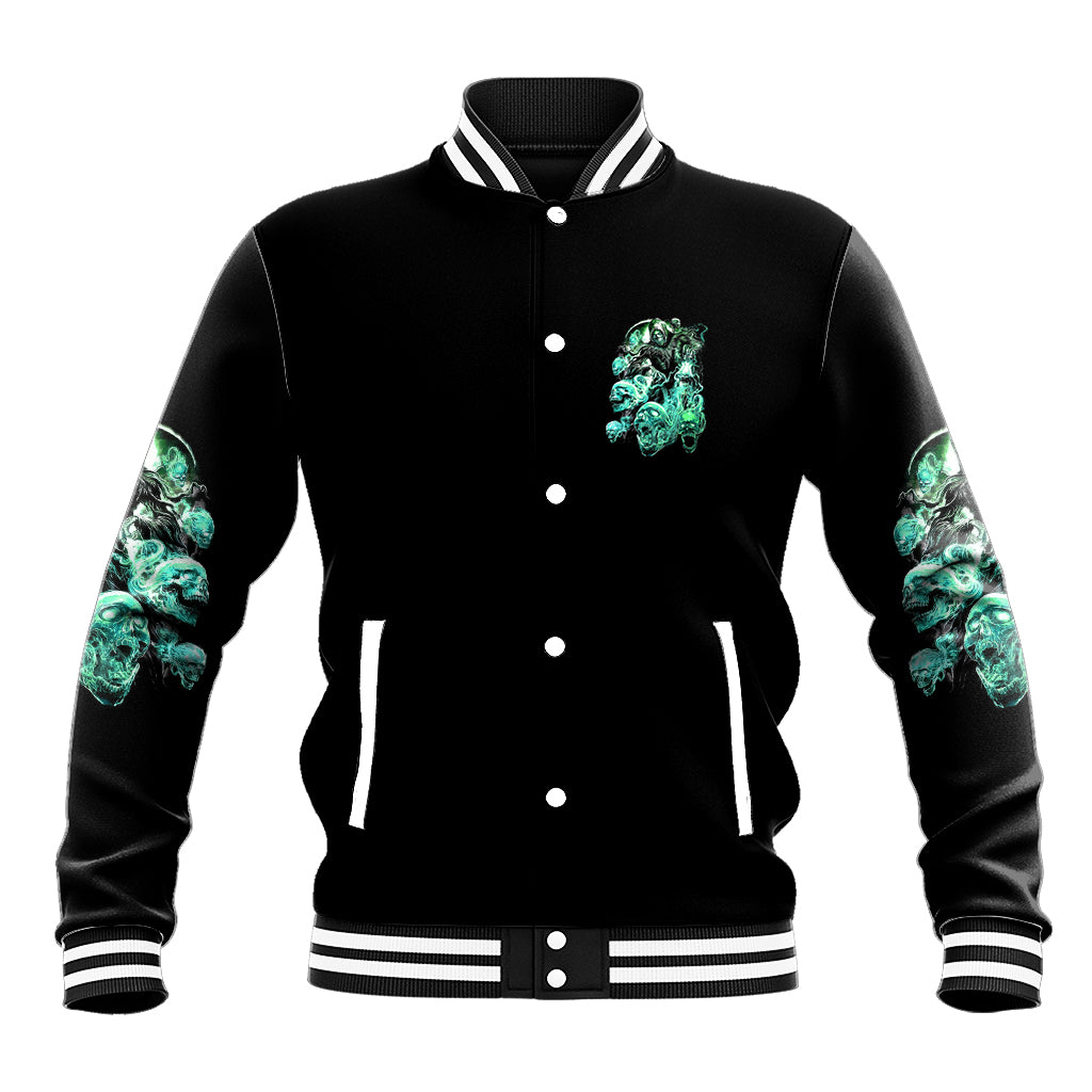 I'm Never Alone Skull Reaper Baseball Jacket - Wonder Print Shop