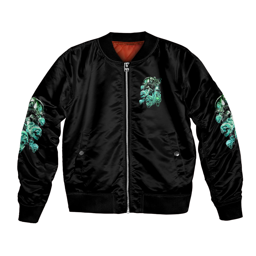 I'm Never Alone Skull Reaper Bomber Jacket - Wonder Print Shop