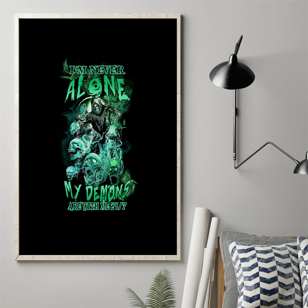 I'm Never Alone Skull Reaper Canvas Wall Art - Wonder Print Shop