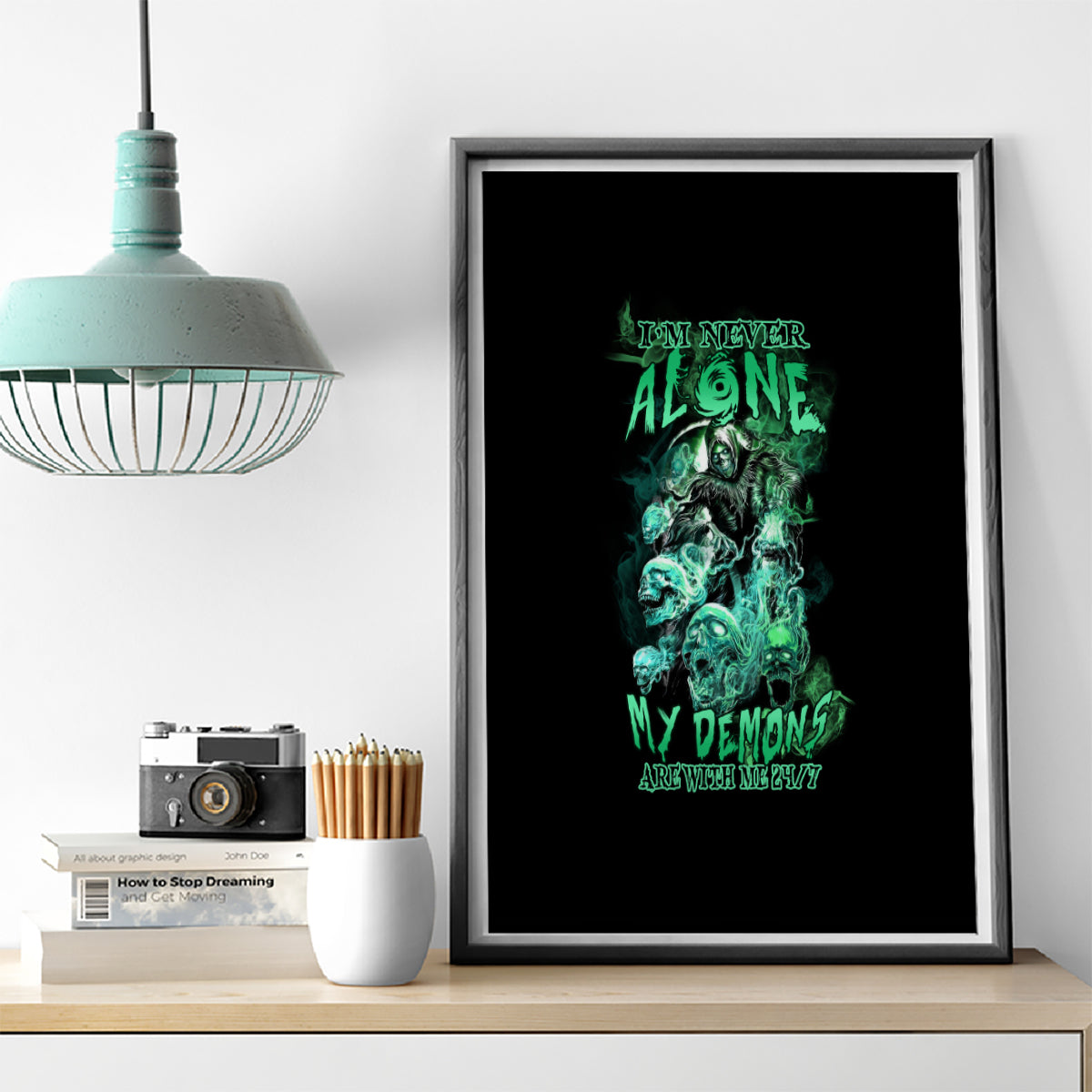 I'm Never Alone Skull Reaper Canvas Wall Art - Wonder Print Shop
