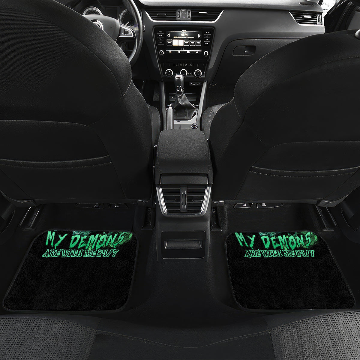 I'm Never Alone Skull Reaper Car Mats - Wonder Print Shop