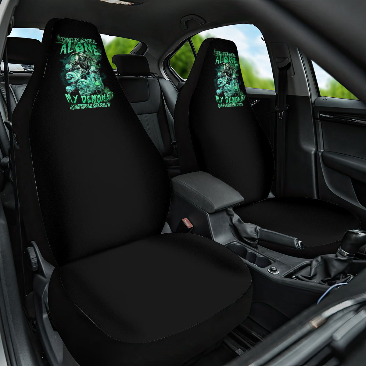 I'm Never Alone Skull Reaper Car Seat Cover - Wonder Print Shop