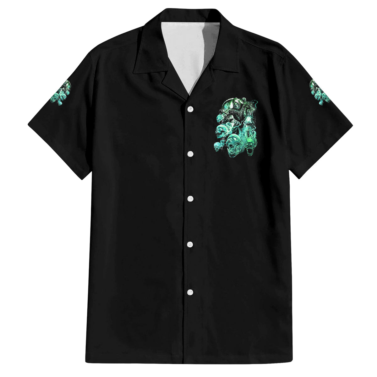 I'm Never Alone Skull Reaper Family Matching Long Sleeve Bodycon Dress and Hawaiian Shirt - Wonder Print Shop