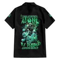 I'm Never Alone Skull Reaper Family Matching Off Shoulder Maxi Dress and Hawaiian Shirt - Wonder Print Shop