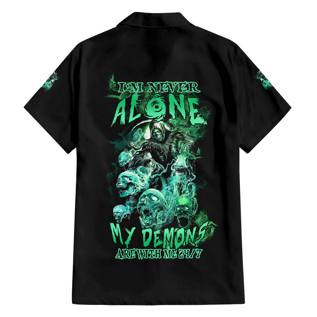 I'm Never Alone Skull Reaper Family Matching Tank Maxi Dress and Hawaiian Shirt - Wonder Print Shop