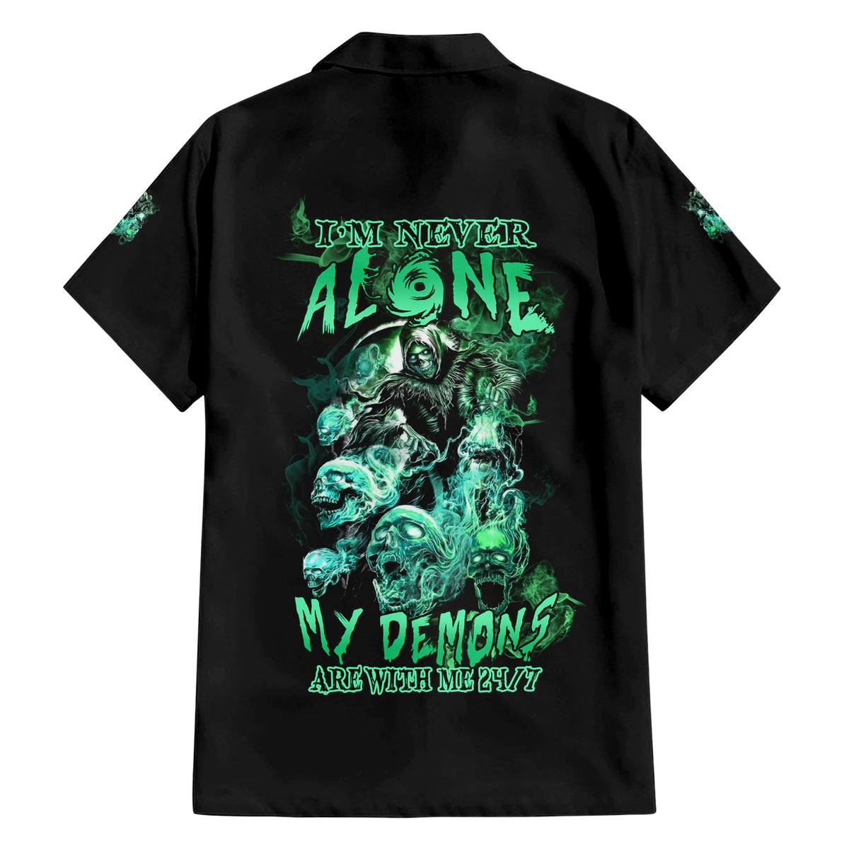 I'm Never Alone Skull Reaper Hawaiian Shirt - Wonder Print Shop