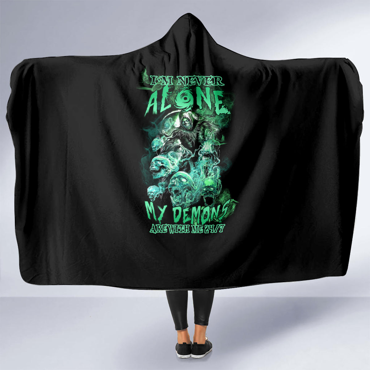 im-never-alone-skull-reaper-hooded-blanket