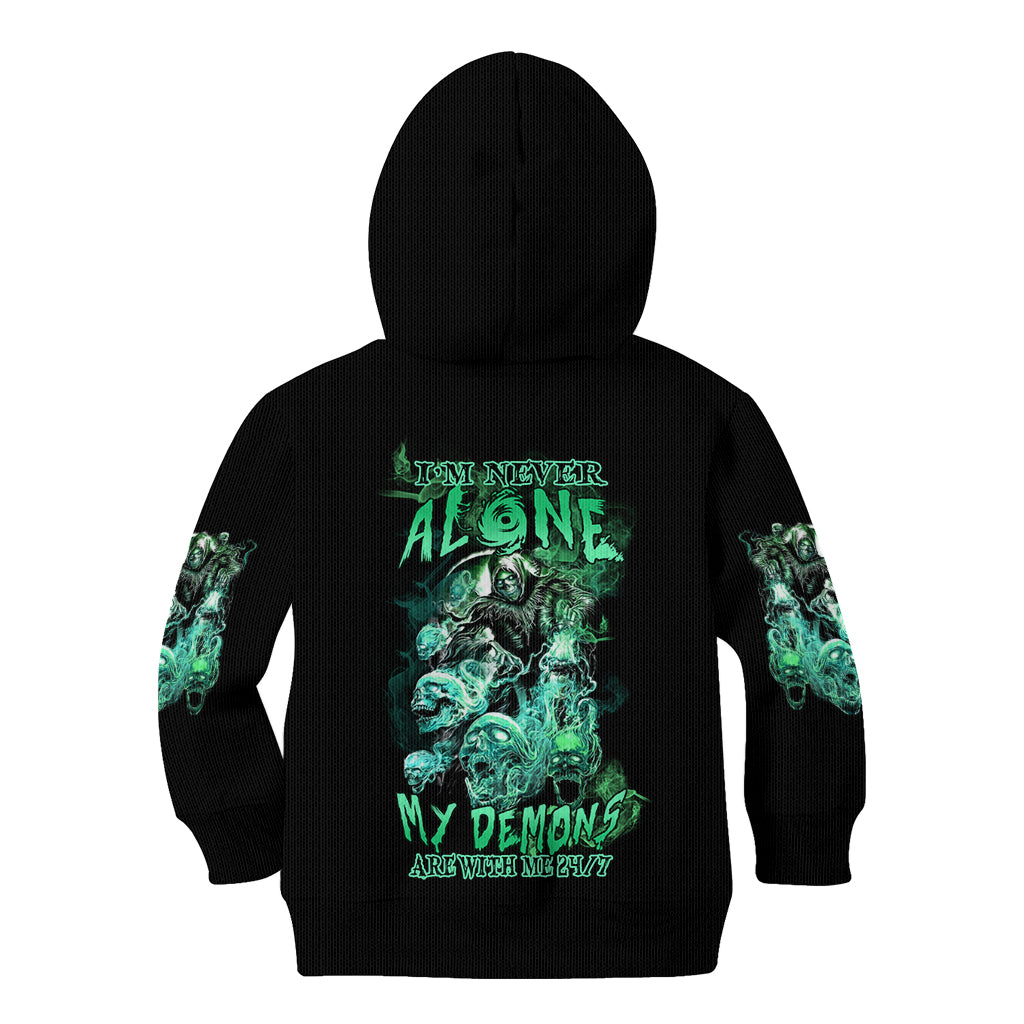 I'm Never Alone Skull Reaper Kid Hoodie - Wonder Print Shop
