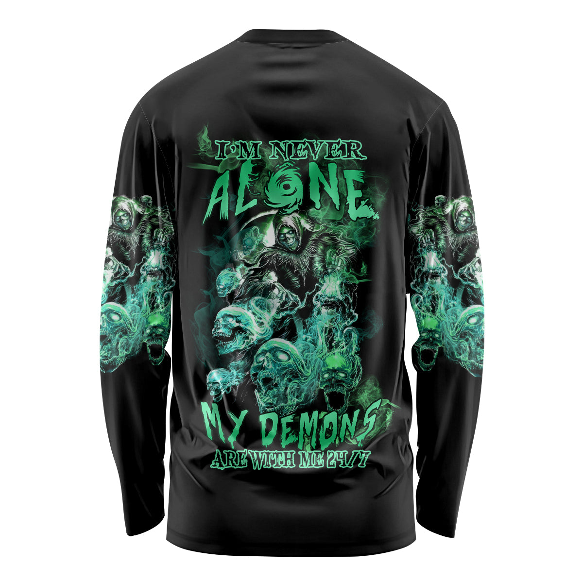 I'm Never Alone Skull Reaper Long Sleeve Shirt - Wonder Print Shop
