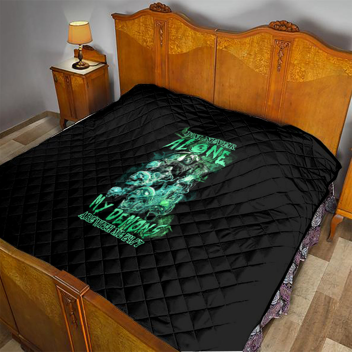 I'm Never Alone Skull Reaper Quilt - Wonder Print Shop