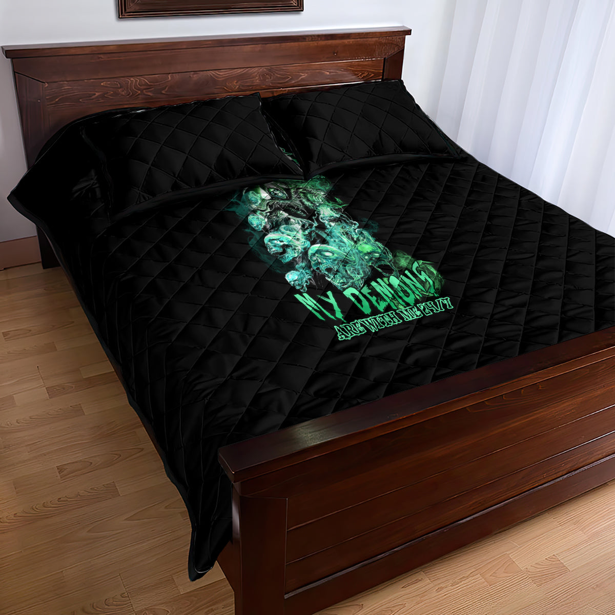 I'm Never Alone Skull Reaper Quilt Bed Set - Wonder Print Shop