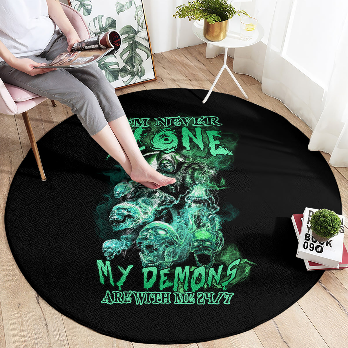im-never-alone-skull-reaper-round-carpet