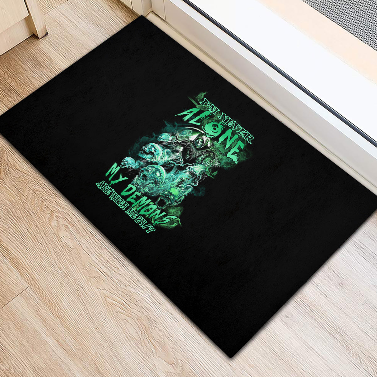 I'm Never Alone Skull Reaper Rubber Doormat - Wonder Print Shop