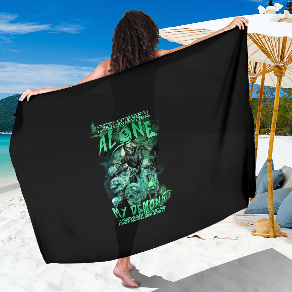 I'm Never Alone Skull Reaper Sarong - Wonder Print Shop