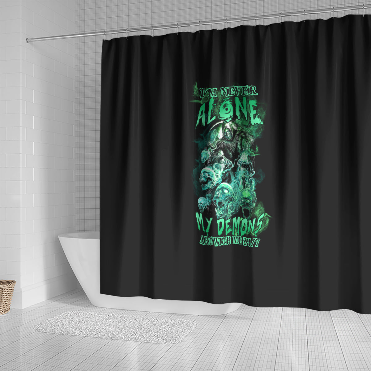 im-never-alone-skull-reaper-shower-curtain