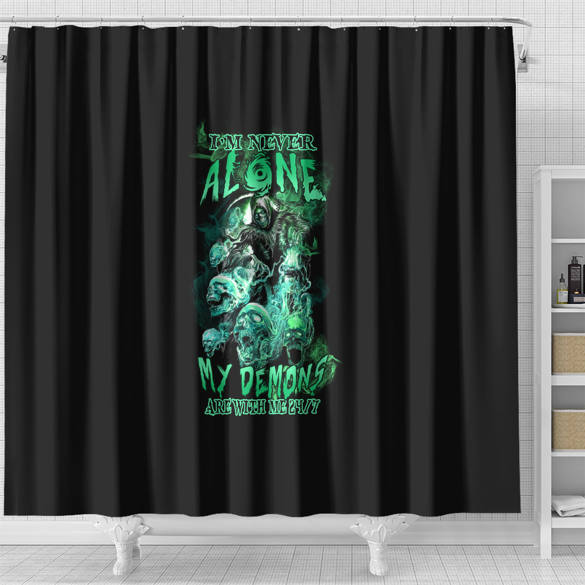 im-never-alone-skull-reaper-shower-curtain