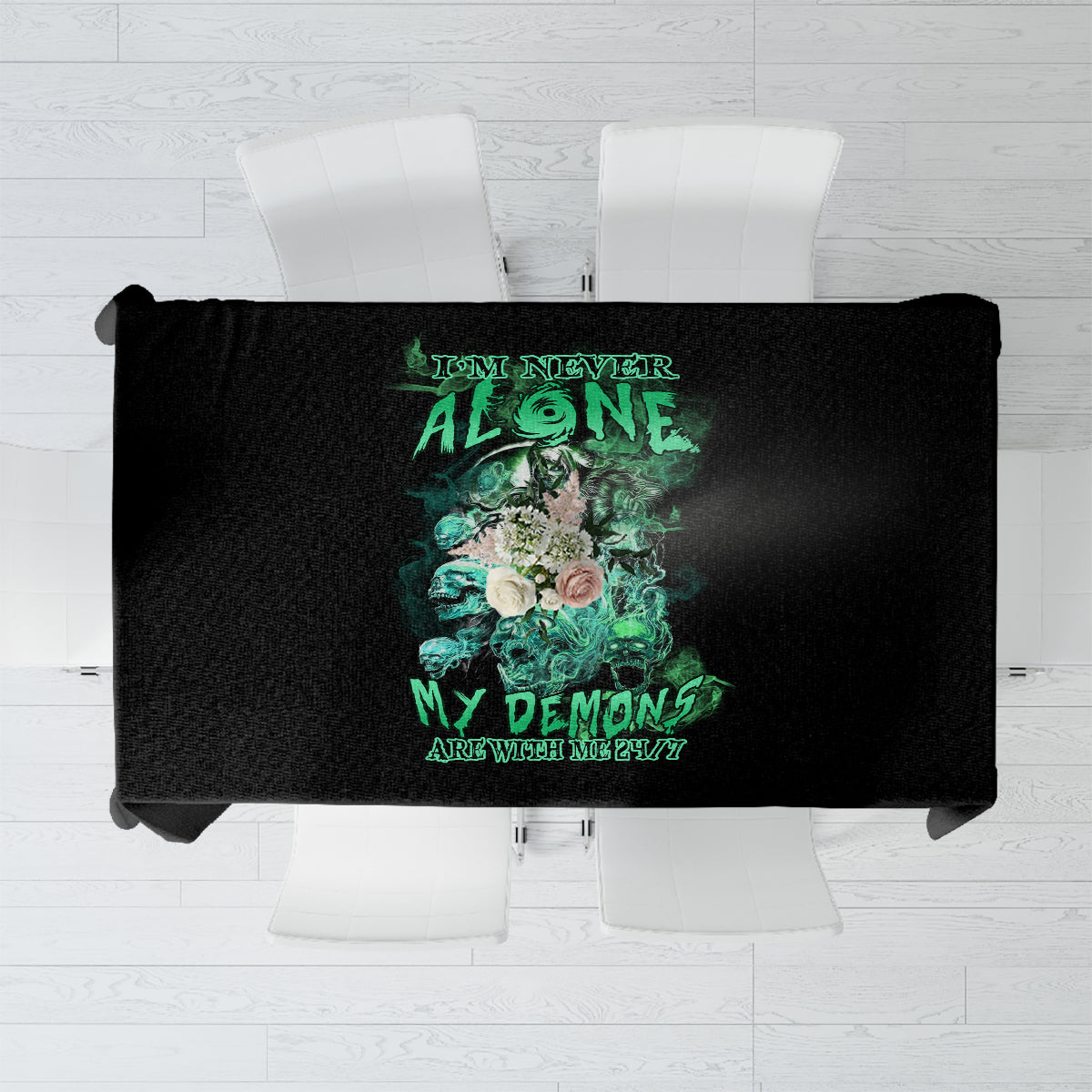 I'm Never Alone Skull Reaper Tablecloth - Wonder Print Shop