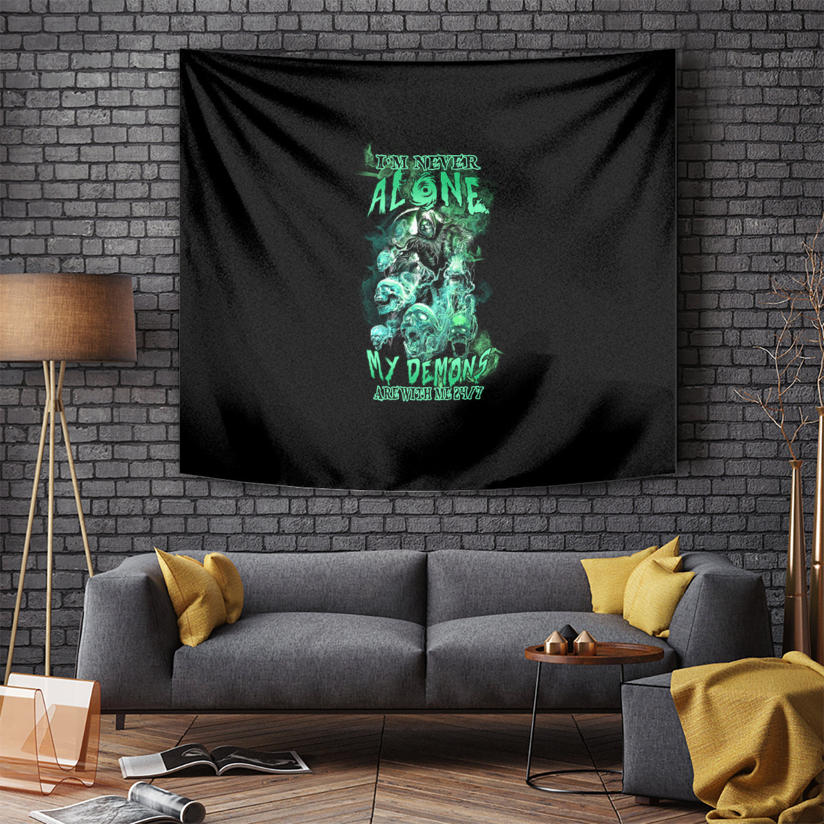 I'm Never Alone Skull Reaper Tapestry - Wonder Print Shop