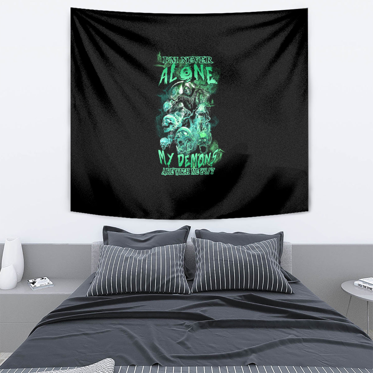 I'm Never Alone Skull Reaper Tapestry - Wonder Print Shop