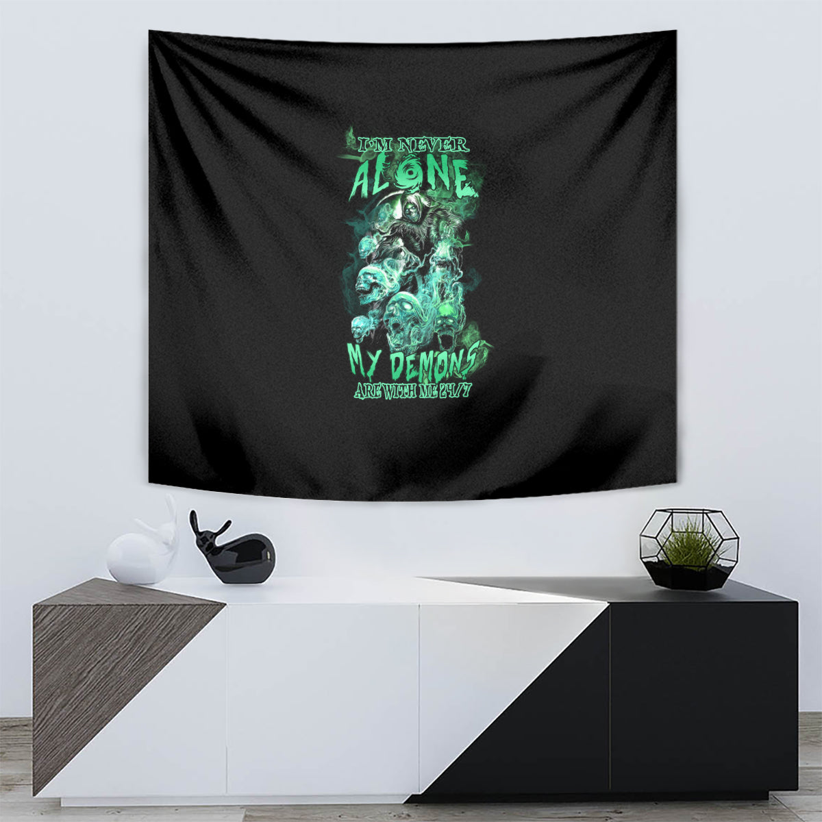 I'm Never Alone Skull Reaper Tapestry - Wonder Print Shop