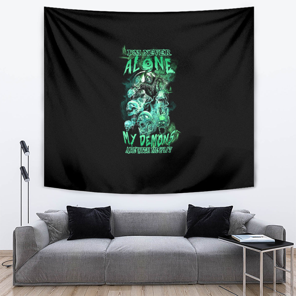 I'm Never Alone Skull Reaper Tapestry - Wonder Print Shop
