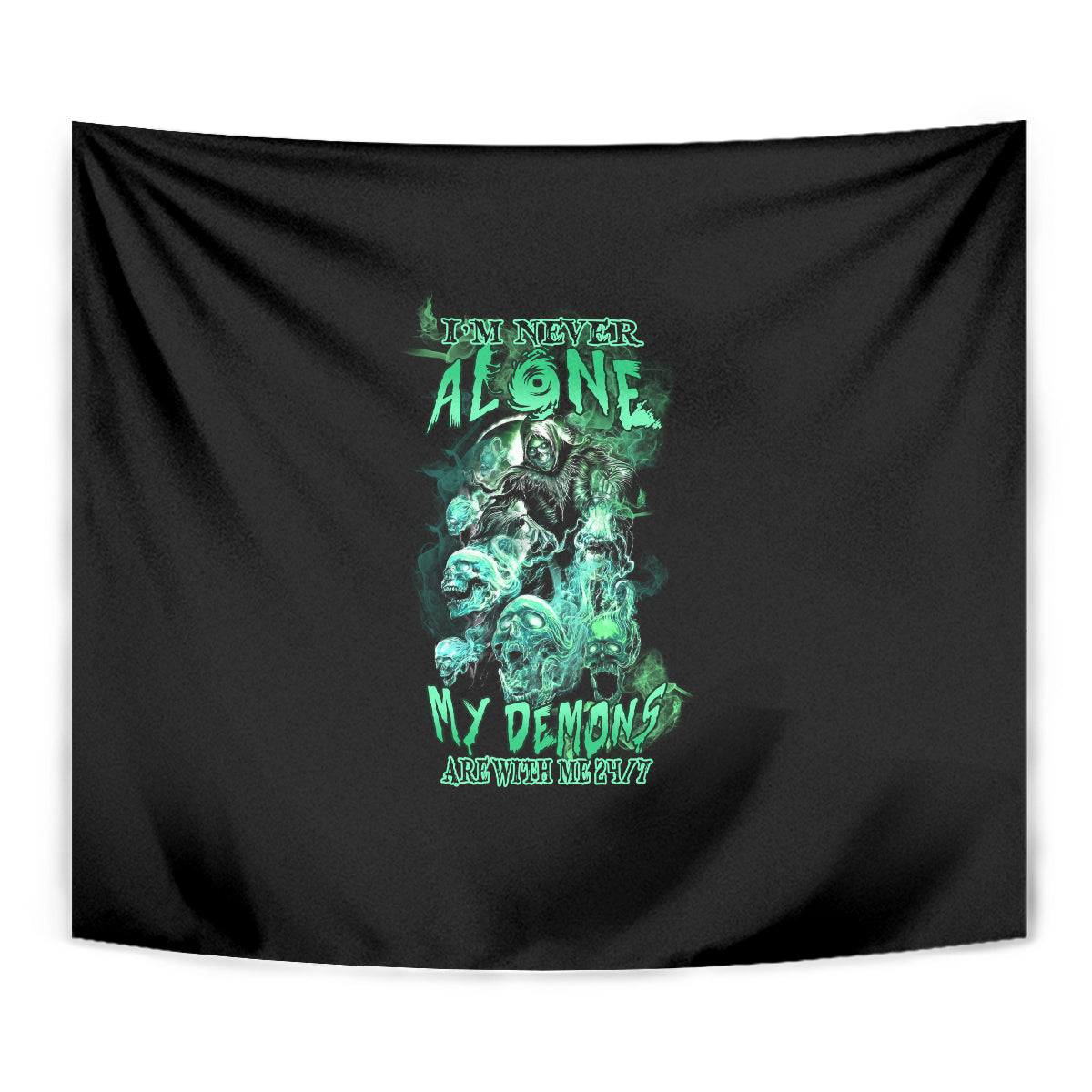 I'm Never Alone Skull Reaper Tapestry - Wonder Print Shop