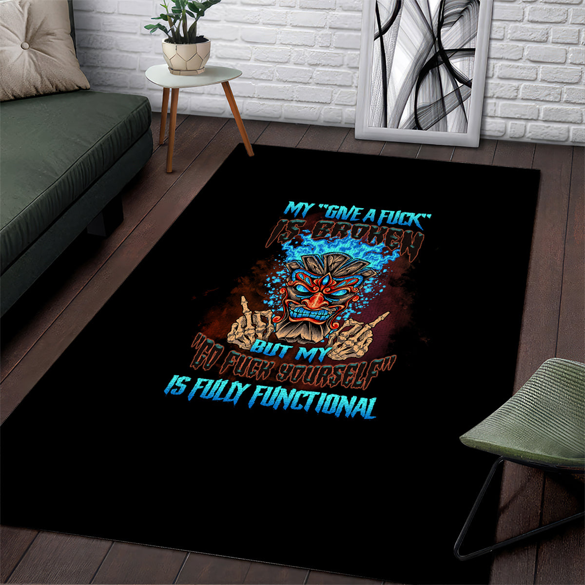 My Give A F Tiki Skull Area Rug - Wonder Print Shop
