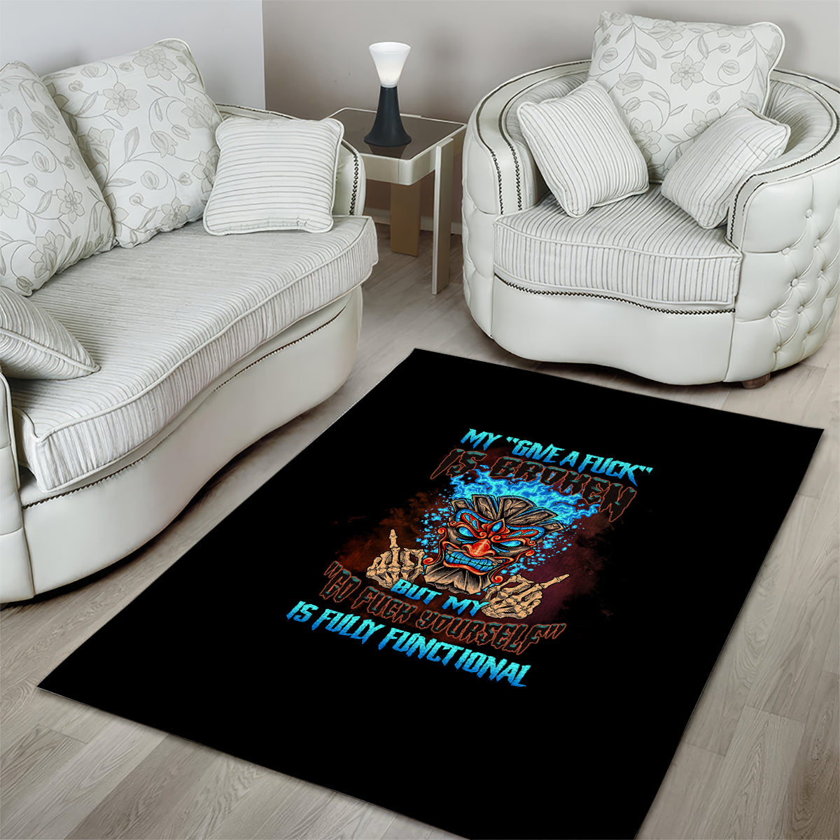 My Give A F Tiki Skull Area Rug - Wonder Print Shop