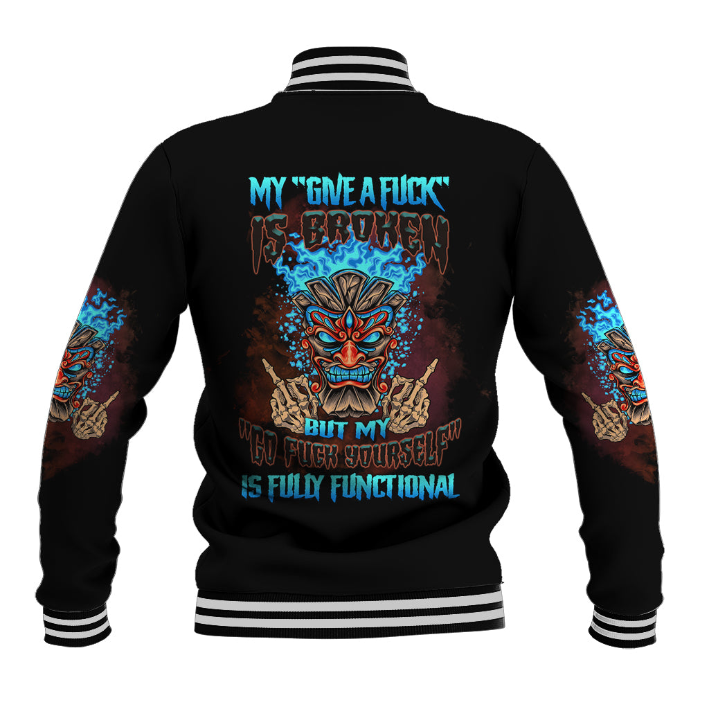My Give A F Tiki Skull Baseball Jacket - Wonder Print Shop